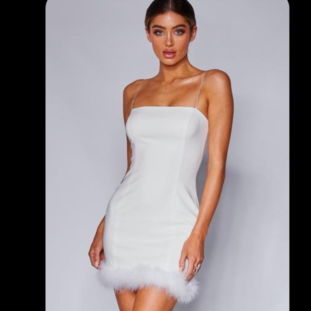 Elissa Feather White Mini Dress